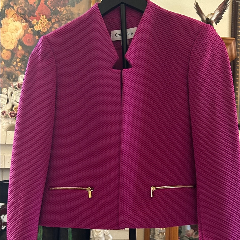 Calvin Klein Pink Textured Blazer - Picture 2 of 5